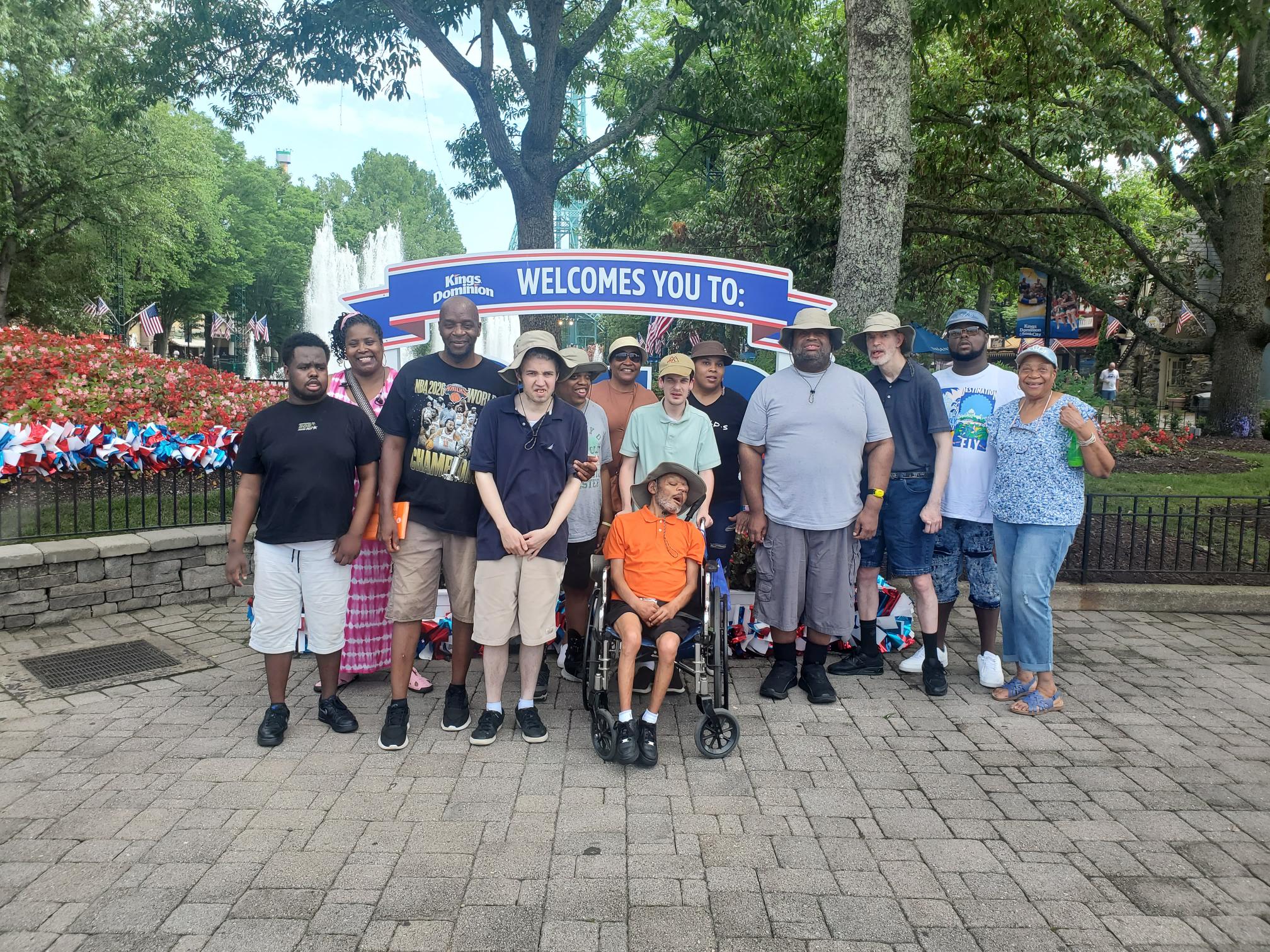 Ascending Dove residents and staff enjoying a community outing at Kings Dominion